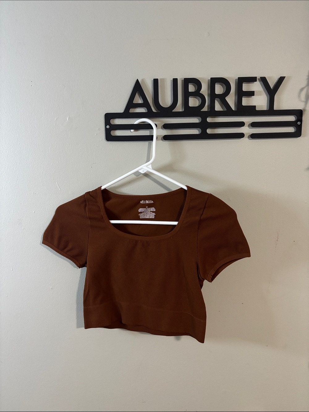 wild fable Brown Scoop Neck Ribbed Crop Top
